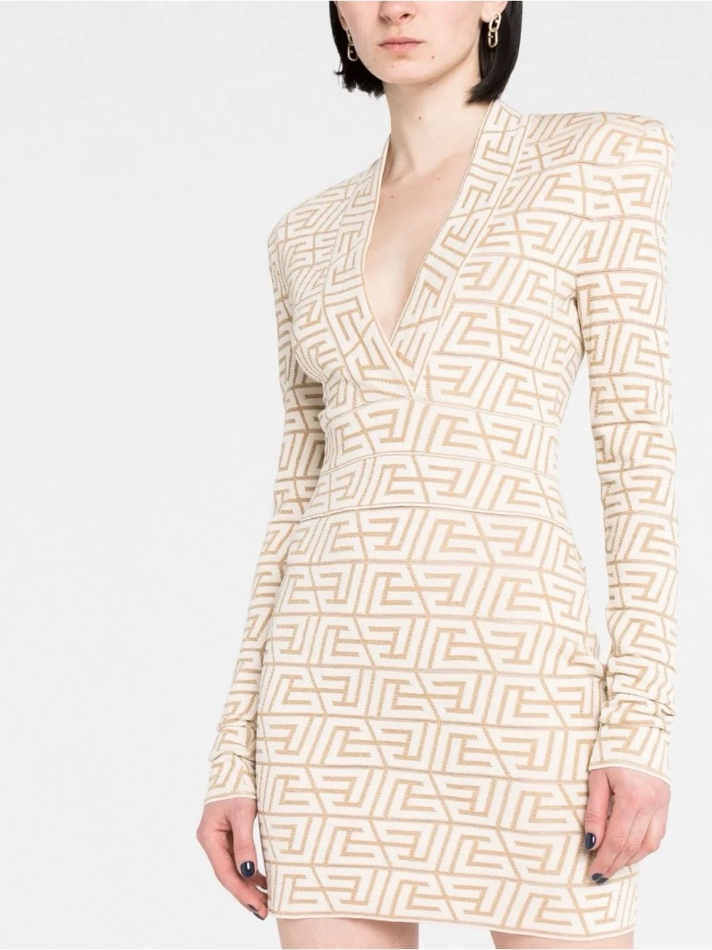 Balmain metallic jacquard-knit mini dress